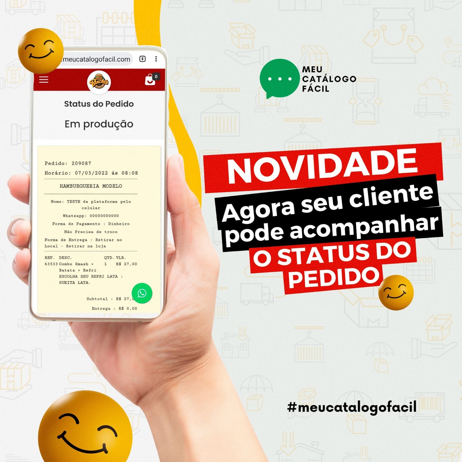 Acompanhamento do status do pedido pelo catálogo digital