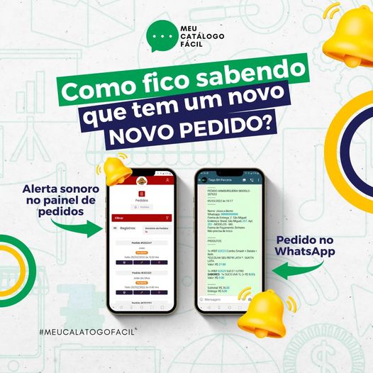 Alerta sonoro e aviso de novo pedido no WhatsApp