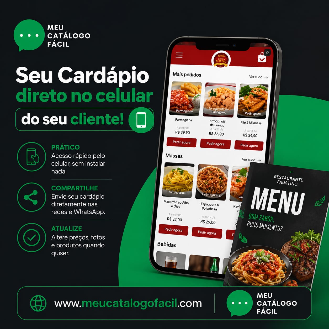 Cardápio direto no celular do cliente