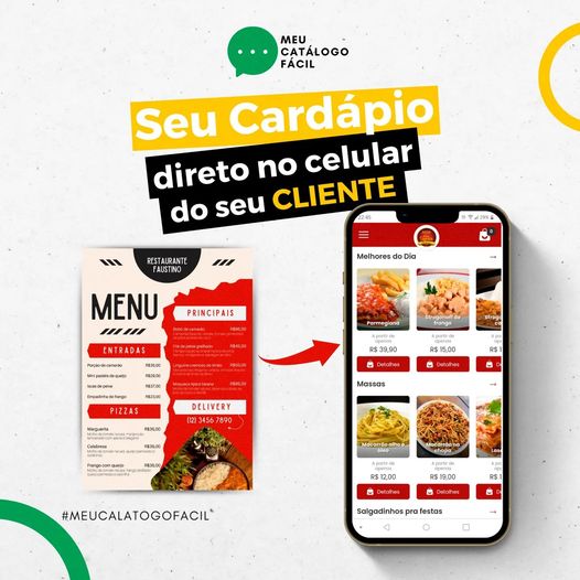 Cardápio digital no celular do cliente