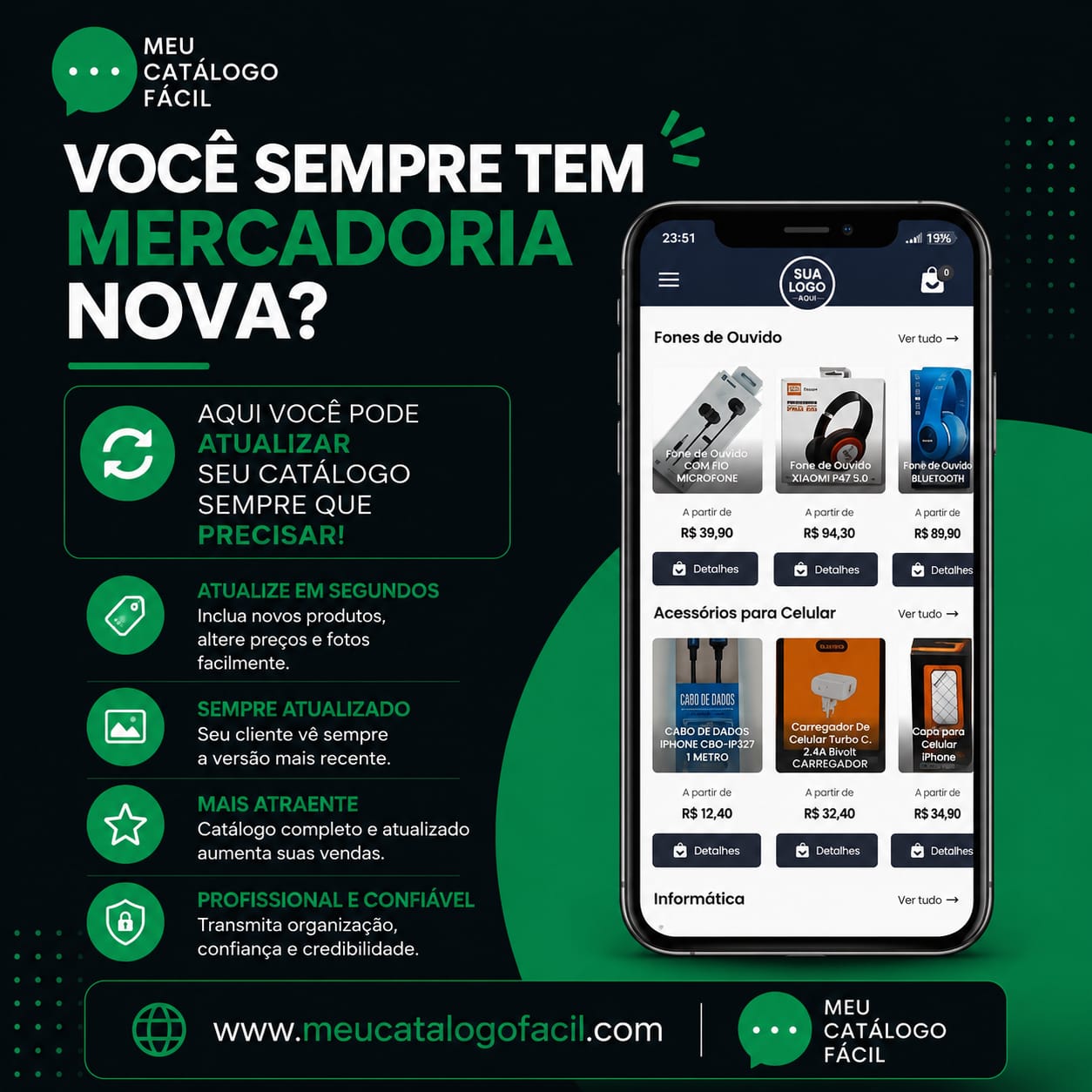 Catálogo de produtos sempre atualizado