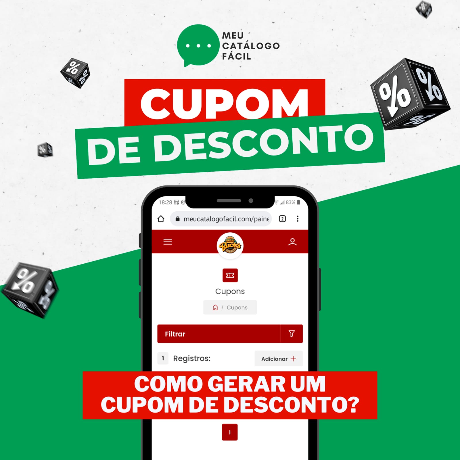 Criação de cupom de desconto no catálogo digital