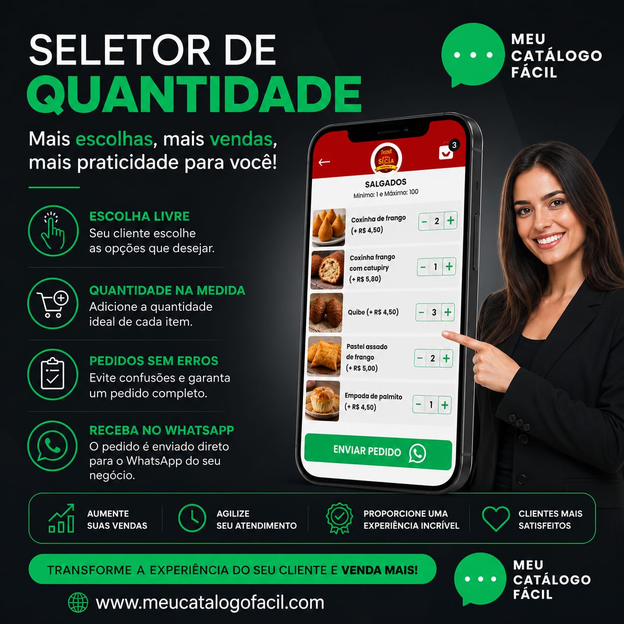 Seletor de quantidade para pedidos